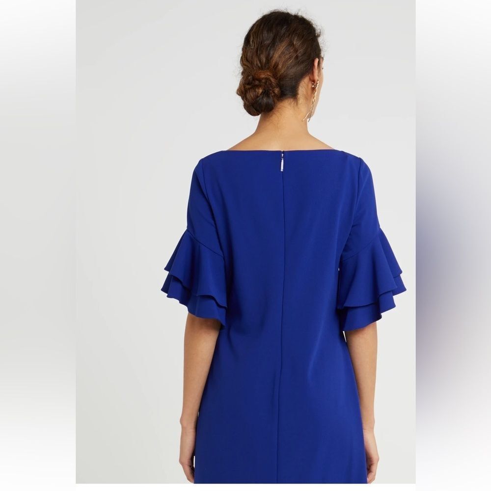New with tag Ralph Lauren Royal Blue Ruffle Sleeve Mini Dress size 4. - Picture 4 of 11